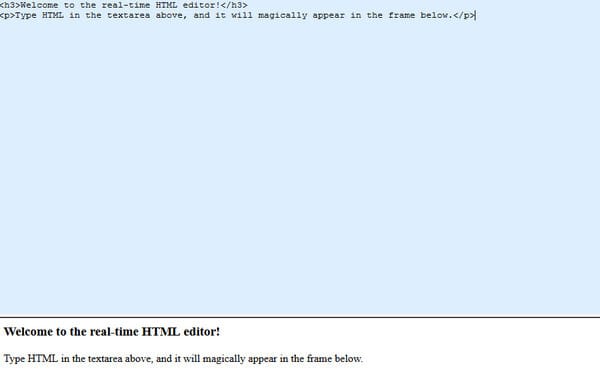 Real-time HTML editor