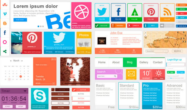 Colorful Flat GUI Set