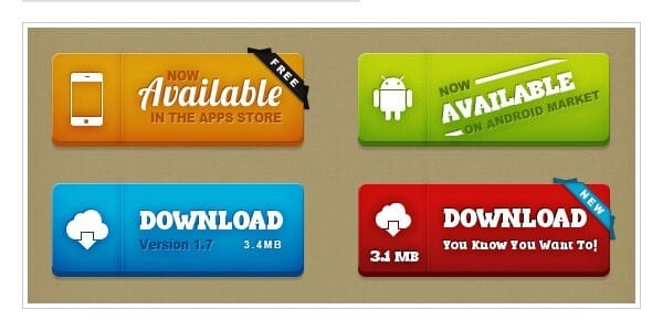 Super buttons: Free PSD buttons