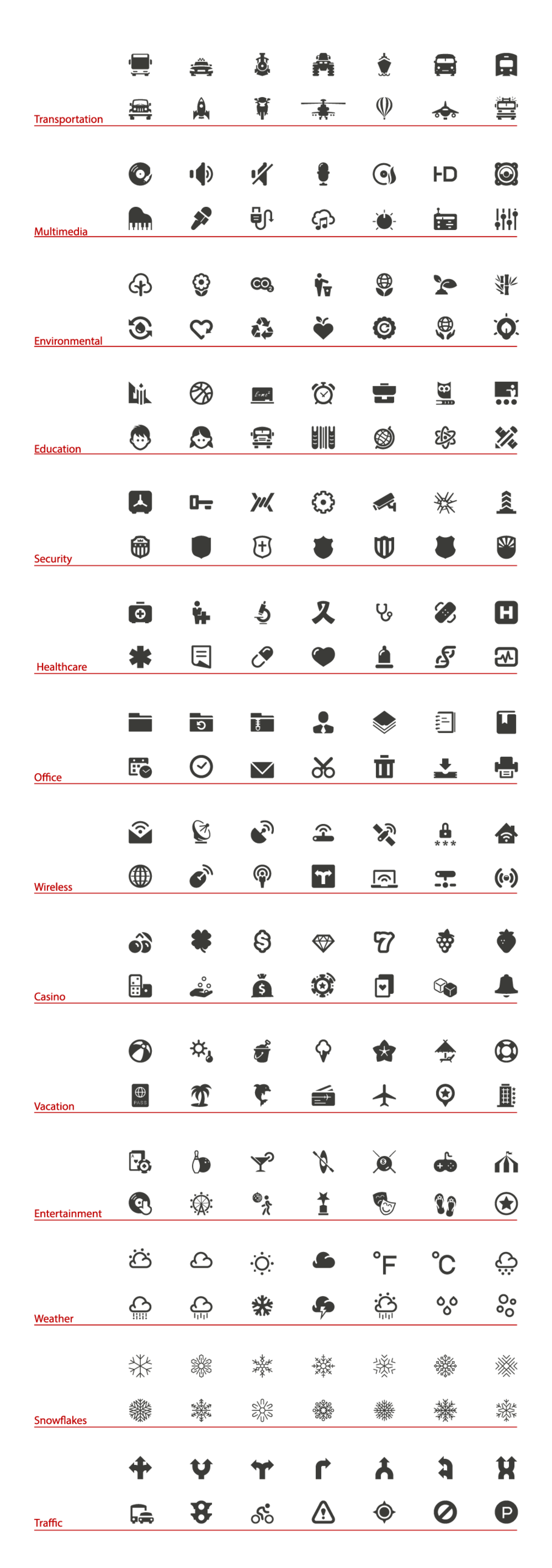 icons list