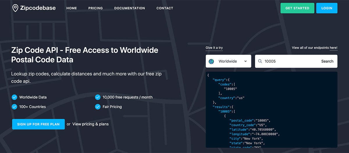 Zip Code Base - Free API for Postal Code Data