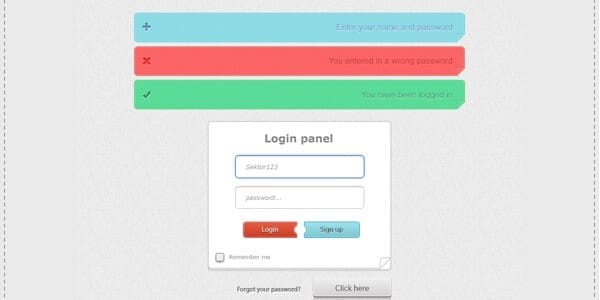 Form alert interface in PSD and CSS